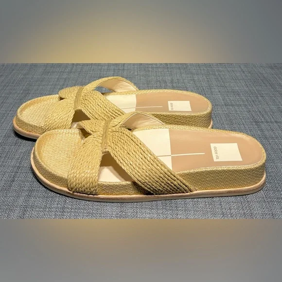 Dolce Vita Selda Raffia Slide Footbed Sandals Light Natural Size 7.5 - Picture 4 of 7